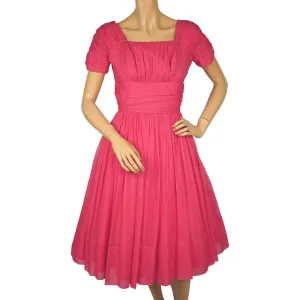 Vintage 1950s 60s Pink Chiffon Party Dress Algo Size M
