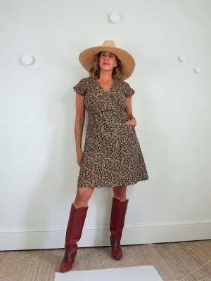 Vintage 70's Cherry Floral Print Dress