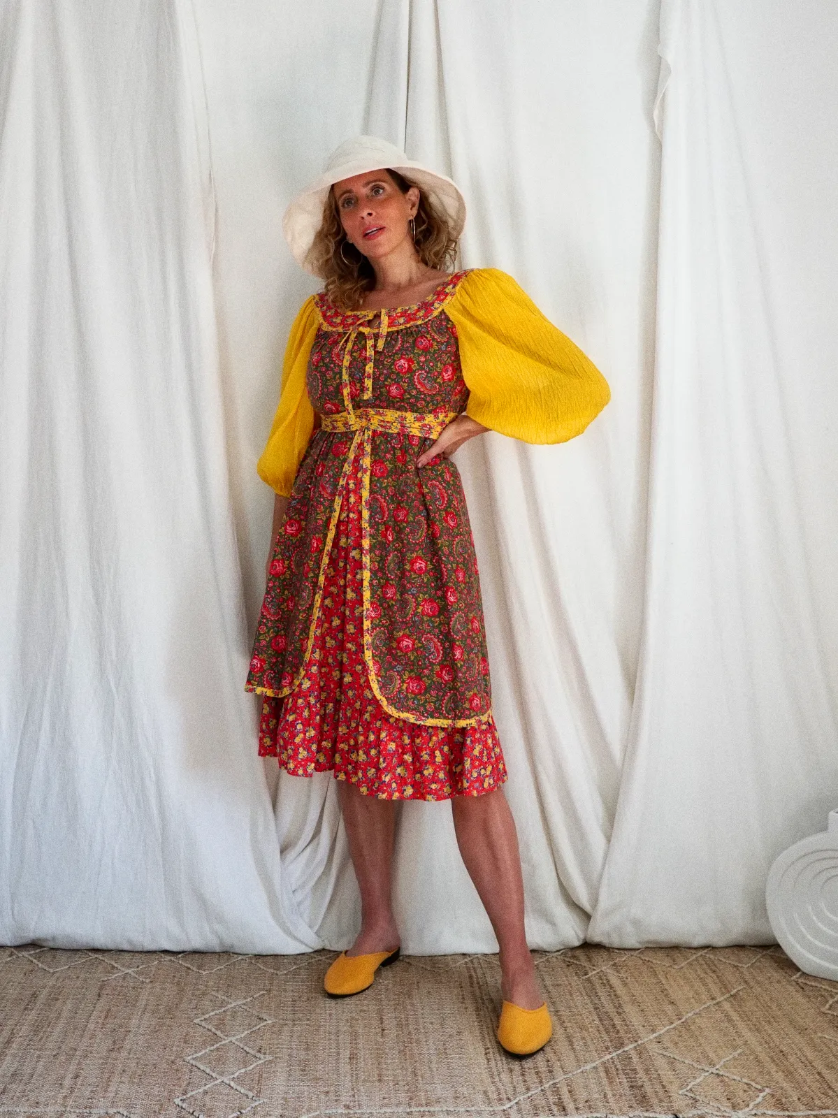 Vintage Prairie Rose Peasant Dress
