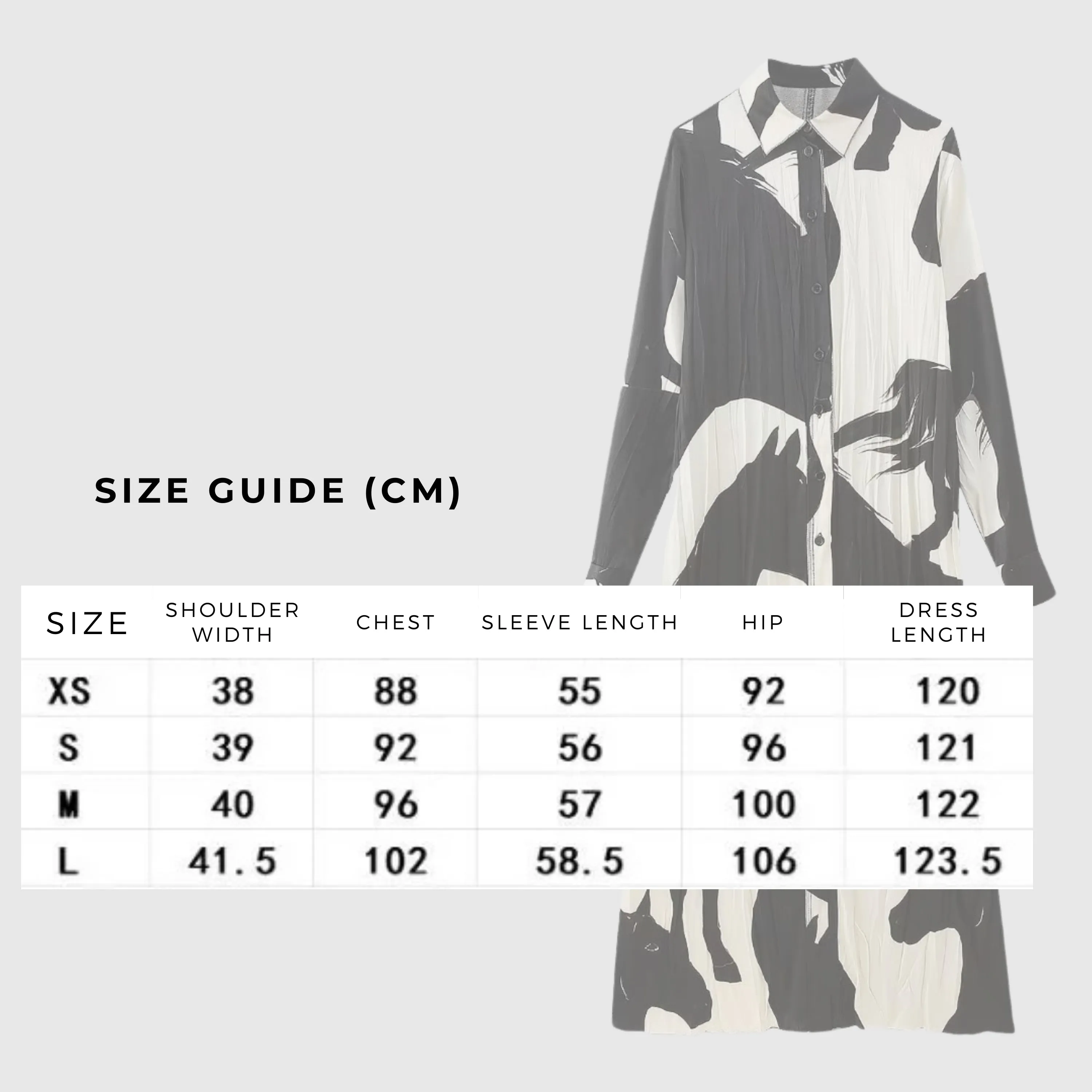 Women's Long Sleeve Black and White Shirt Style Dress