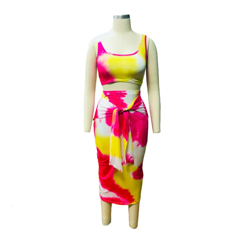 Women's Summer Casual Cotton Two-Piece Dress With Print
