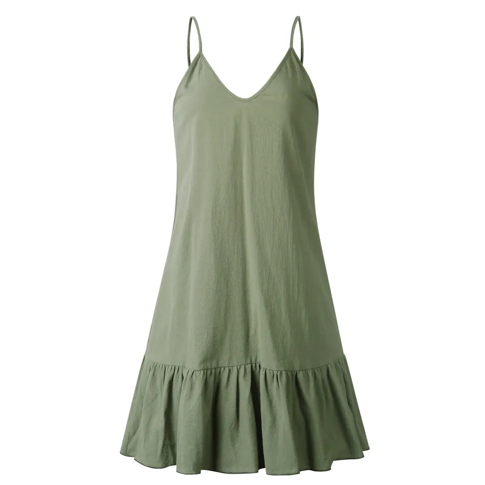Women's Summer Casual V-Neck Mini Loose Dress