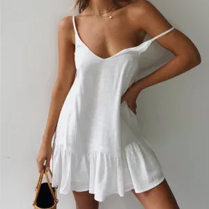 Women's Summer Casual V-Neck Mini Loose Dress
