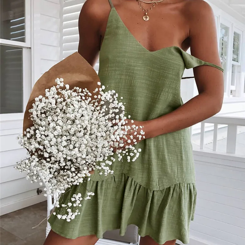 Women's Summer Casual V-Neck Mini Loose Dress