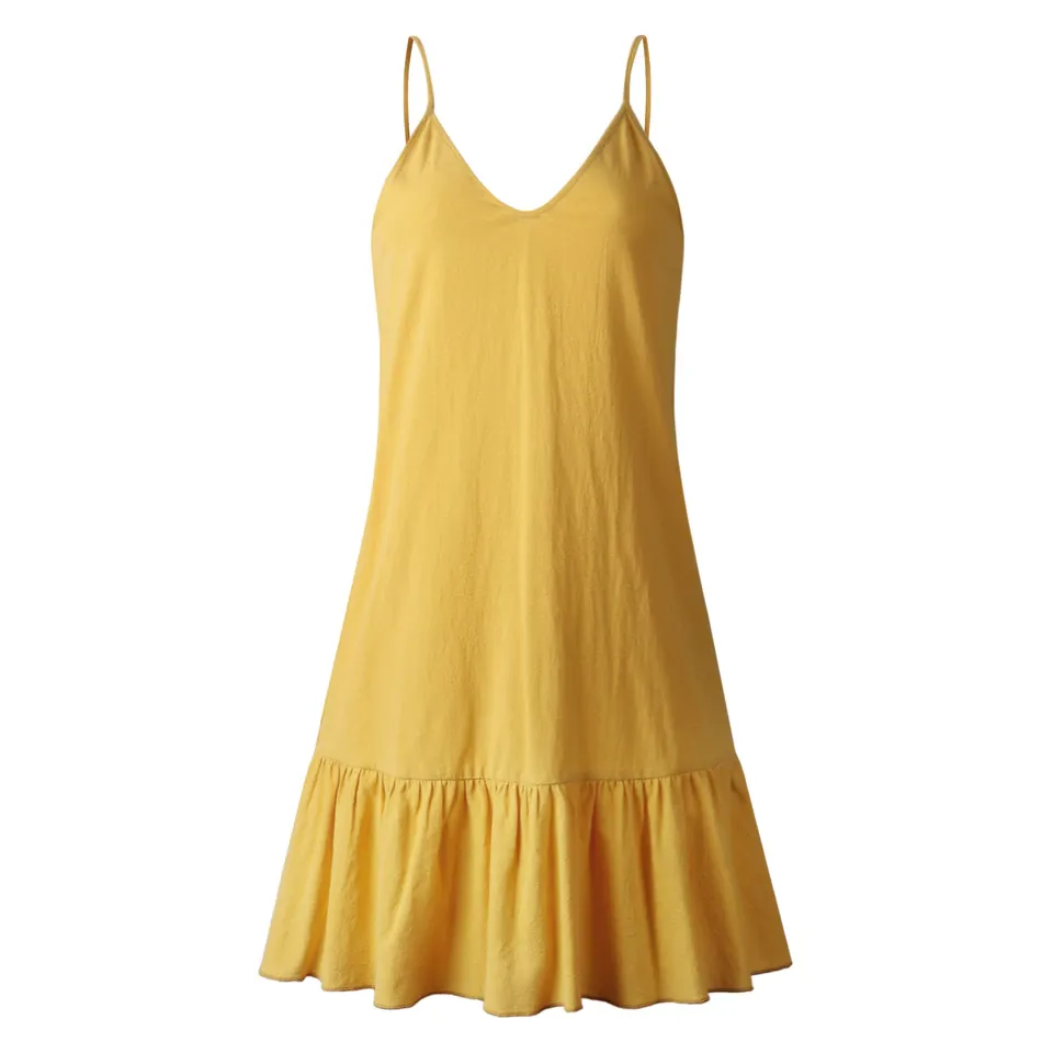 Women's Summer Casual V-Neck Mini Loose Dress