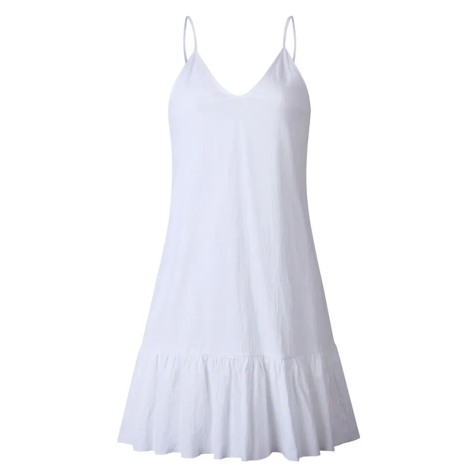 Women's Summer Casual V-Neck Mini Loose Dress